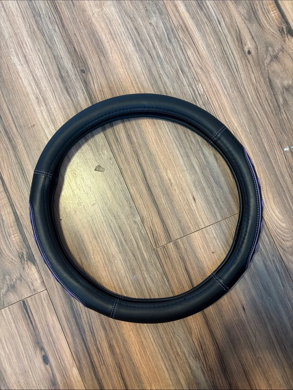 Black and Purple Heart-Accent Steering Wheel Cover